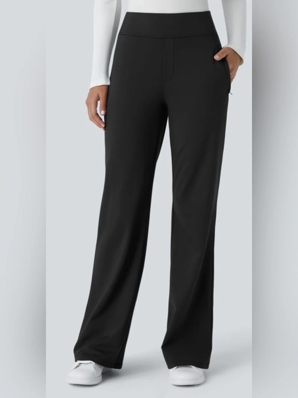 HALARA Flex™ DayStretch Mid Rise Side Zipper Pocket Work Flare Pants - Picture 4 of 14